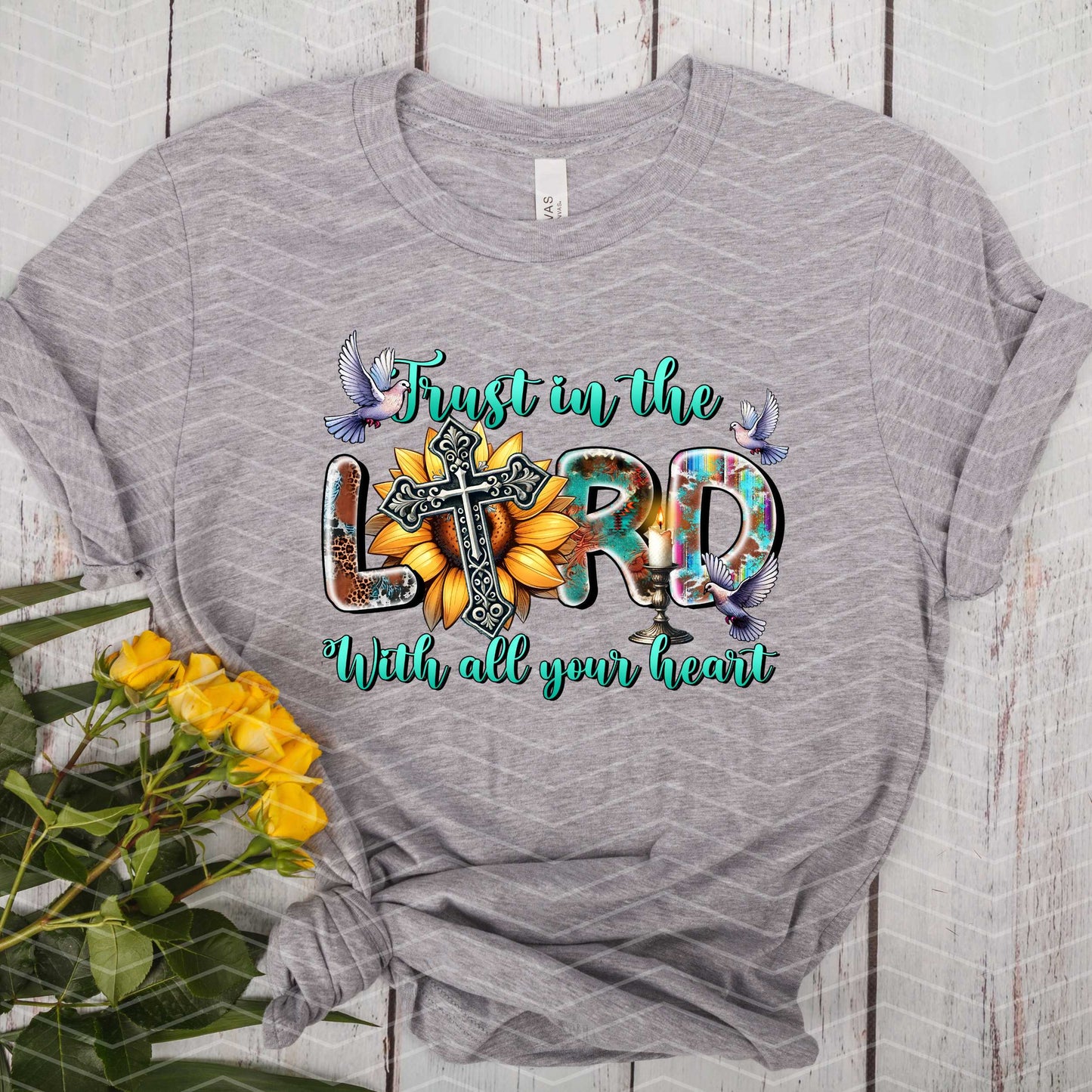 π» Trust in the Lord Shirt | Christian Sunflower Cross Tee | Faith Graphic T-Shirt (Sβ5XL)