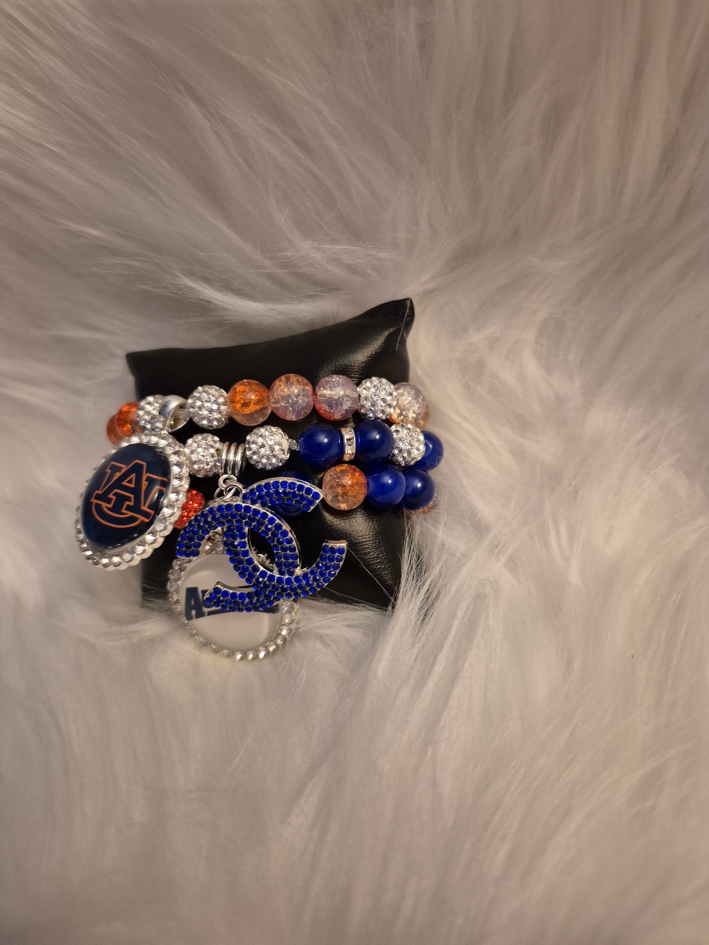 Auburn Luxe Charm Bracelet Stack – Orange & Blue Game Day Jewelry