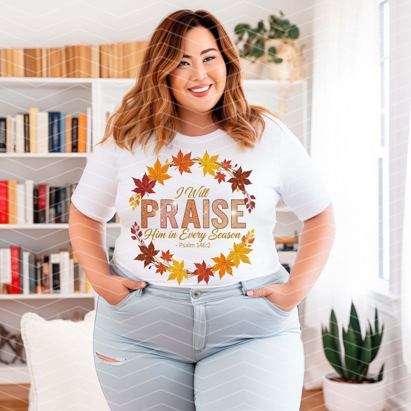 π I Will Praise Him in Every Season Shirt | Glitter Faith Shirt | Fall Christian T-Shirt (Sβ5XL)