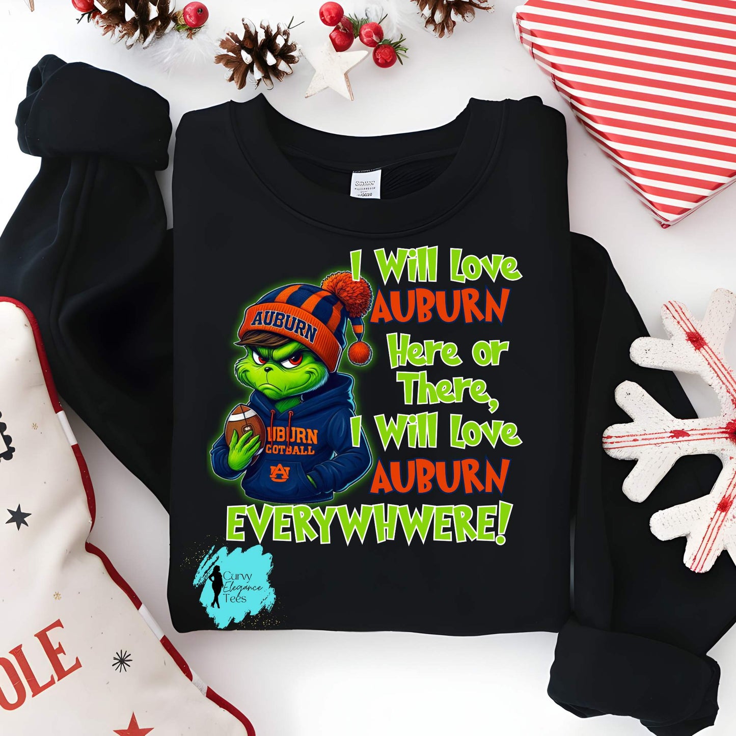Auburn Grinch Sweatshirt Christmas | Auburn Football Sweatshirt | War Eagle Christmas Crewneck | Auburn Holiday Shirt | S–5XL