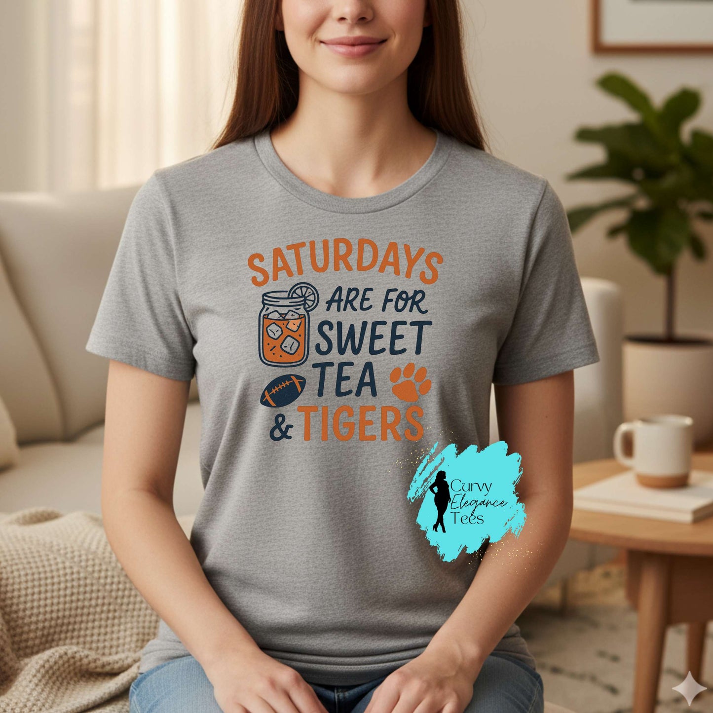 Saturdays Are for Sweet Tea & Tigers Auburn Tee | Southern Gameday Shirt for Women | Plus Size Friendly