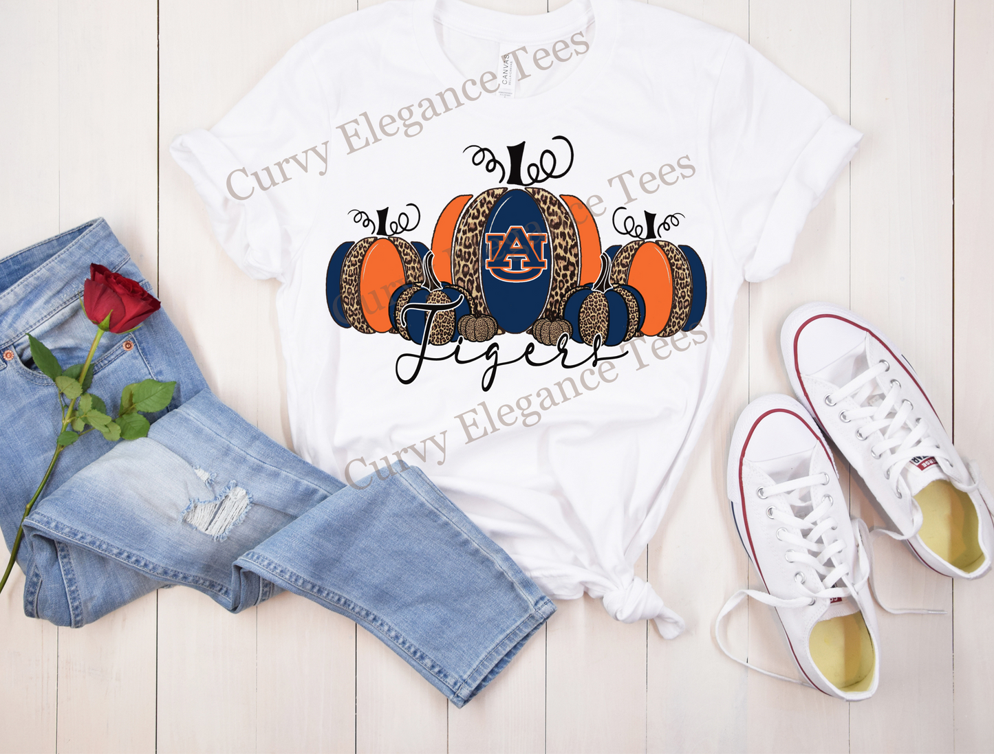 Auburn Tigers Pumpkin T-Shirt | Fall Game Day Graphic Tee | War Eagle Shirt for Women (Sโ5XL)