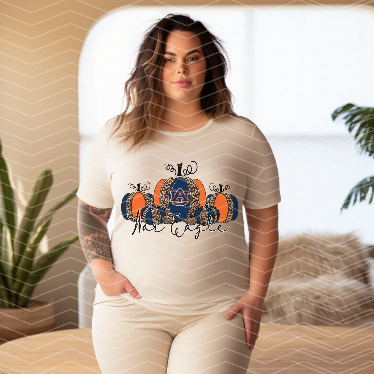 Auburn War Eagle Pumpkin Shirt | Auburn Fall Tee | Game Day Graphic T-Shirt for Women (Sโ5XL)