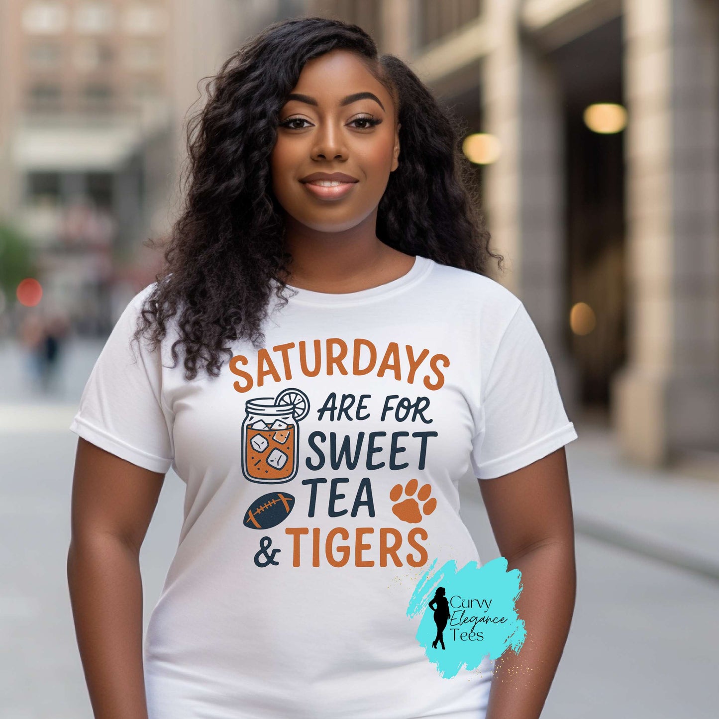 Saturdays Are for Sweet Tea & Tigers Auburn Tee | Southern Gameday Shirt for Women | Plus Size Friendly