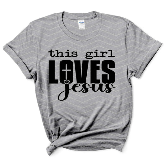 ✝️ This Girl Loves Jesus Shirt | Christian Faith Tee | Religious Graphic T-Shirt (S–5XL)