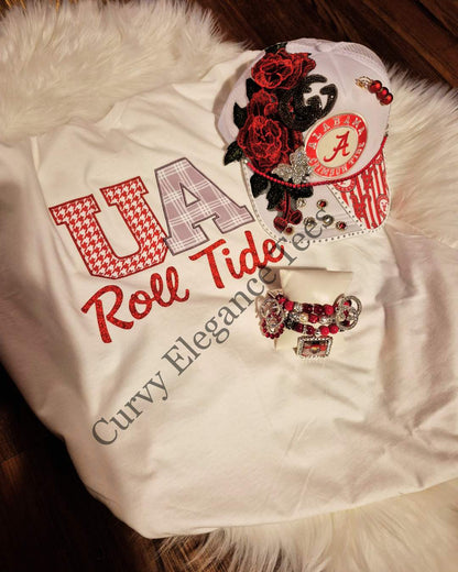 Roll Tide Royalty Set – Alabama Game Day T-Shirt, Bracelet Stack & Bling Trucker Hat