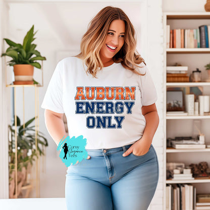Auburn Energy Only Tee | Bold Gameday Graphic Shirt for Women | Plus Size Boutique Style