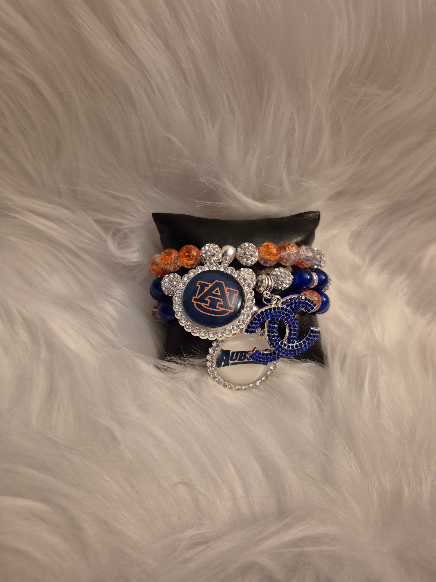 Auburn Luxe Charm Bracelet Stack – Orange & Blue Game Day Jewelry