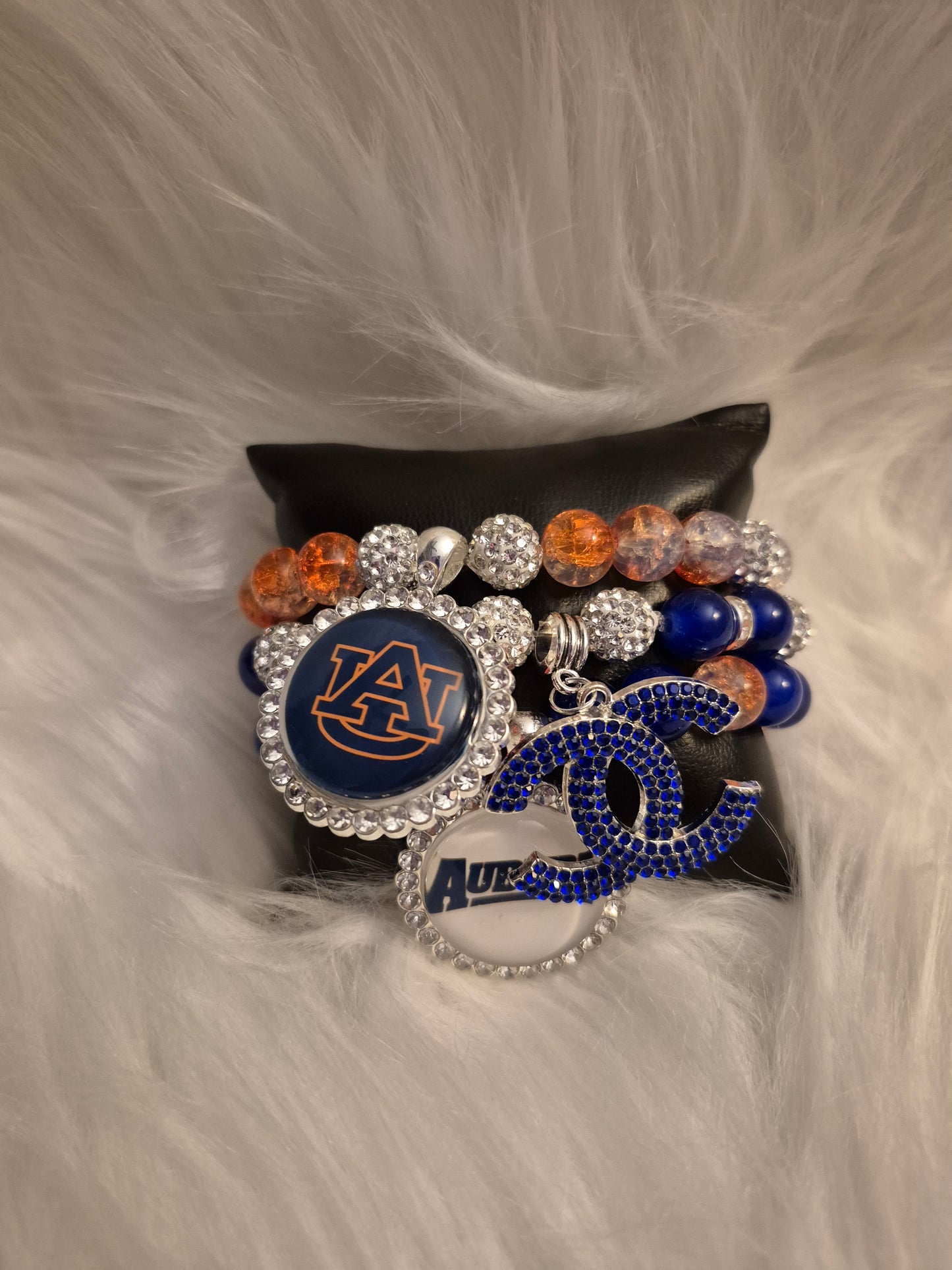 Auburn Luxe Charm Bracelet Stack – Orange & Blue Game Day Jewelry