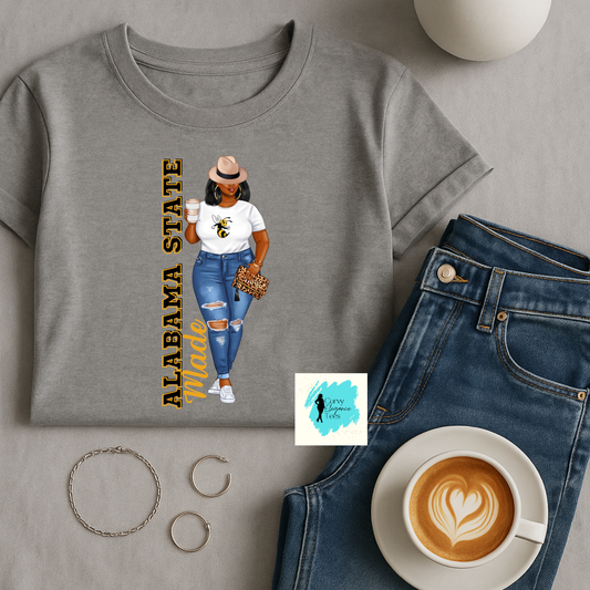 Alabama State University ASU Made Woman T-Shirt & Sweatshirt — Hornets HBCU Pride Apparel (S–5XL)