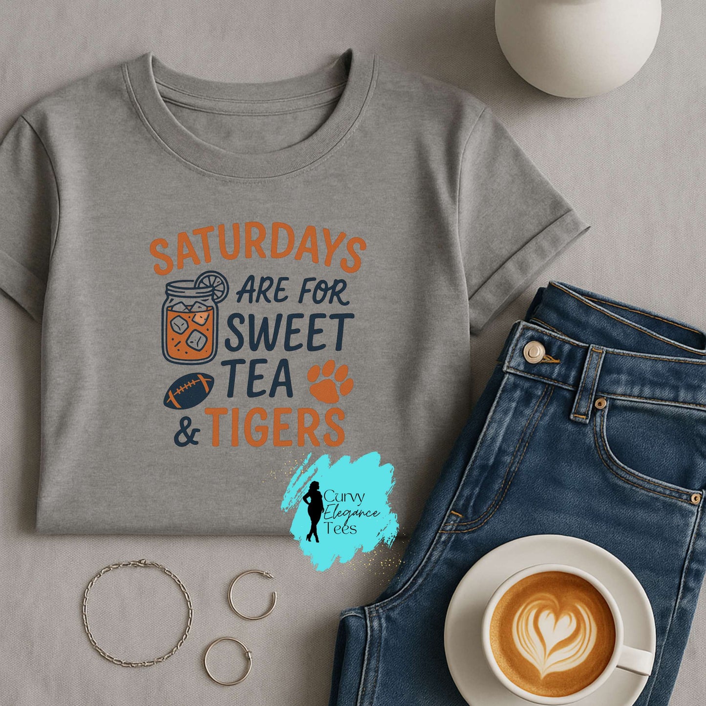 Saturdays Are for Sweet Tea & Tigers Auburn Tee | Southern Gameday Shirt for Women | Plus Size Friendly