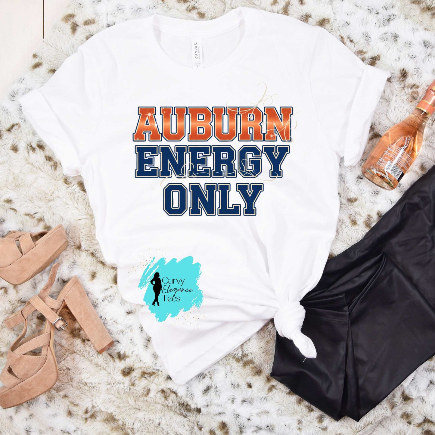 Auburn Energy Only Tee | Bold Gameday Graphic Shirt for Women | Plus Size Boutique Style