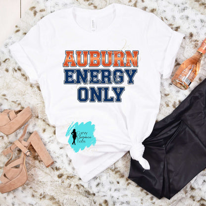 Auburn Energy Only Tee | Bold Gameday Graphic Shirt for Women | Plus Size Boutique Style