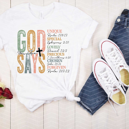 🙌 God Says Shirt | Christian Affirmation Tee | Faith-Based Inspirational T-Shirt (S–5XL)
