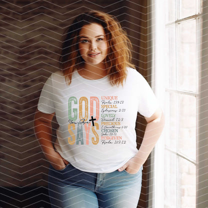 🙌 God Says Shirt | Christian Affirmation Tee | Faith-Based Inspirational T-Shirt (S–5XL)