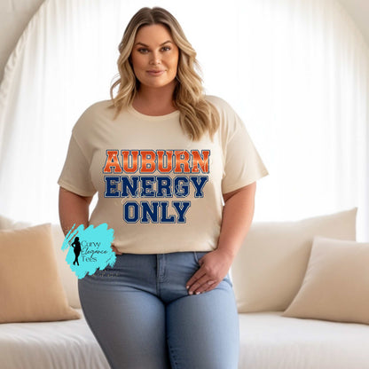 Auburn Energy Only Tee | Bold Gameday Graphic Shirt for Women | Plus Size Boutique Style