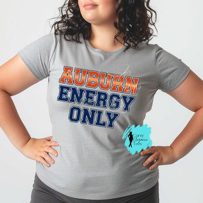 Auburn Energy Only Tee | Bold Gameday Graphic Shirt for Women | Plus Size Boutique Style