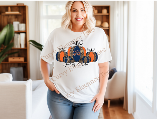 Auburn Tigers Pumpkin T-Shirt | Fall Game Day Graphic Tee | War Eagle Shirt for Women (S–5XL)